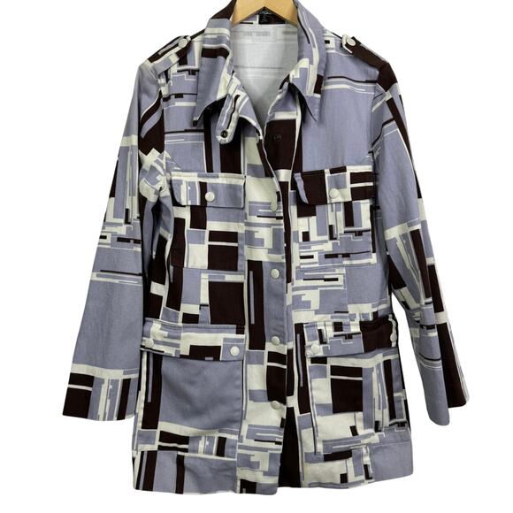 Vintage Hamnett Active London Made in Italy Geo Print Jacket Size L - Picture 1 of 9